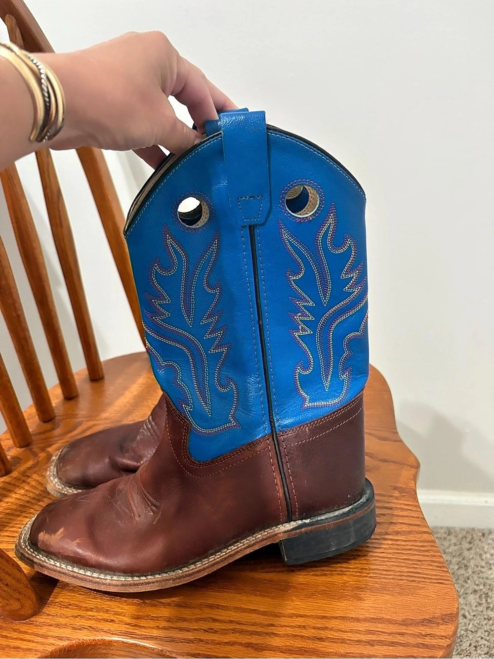 Cody James Kids Brown & Blue Square Toe Western Boots US 6.0 D